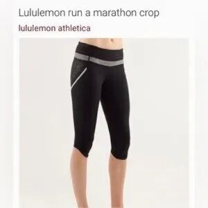lululemon athletica Black and Gray Marathon Crop Leggings